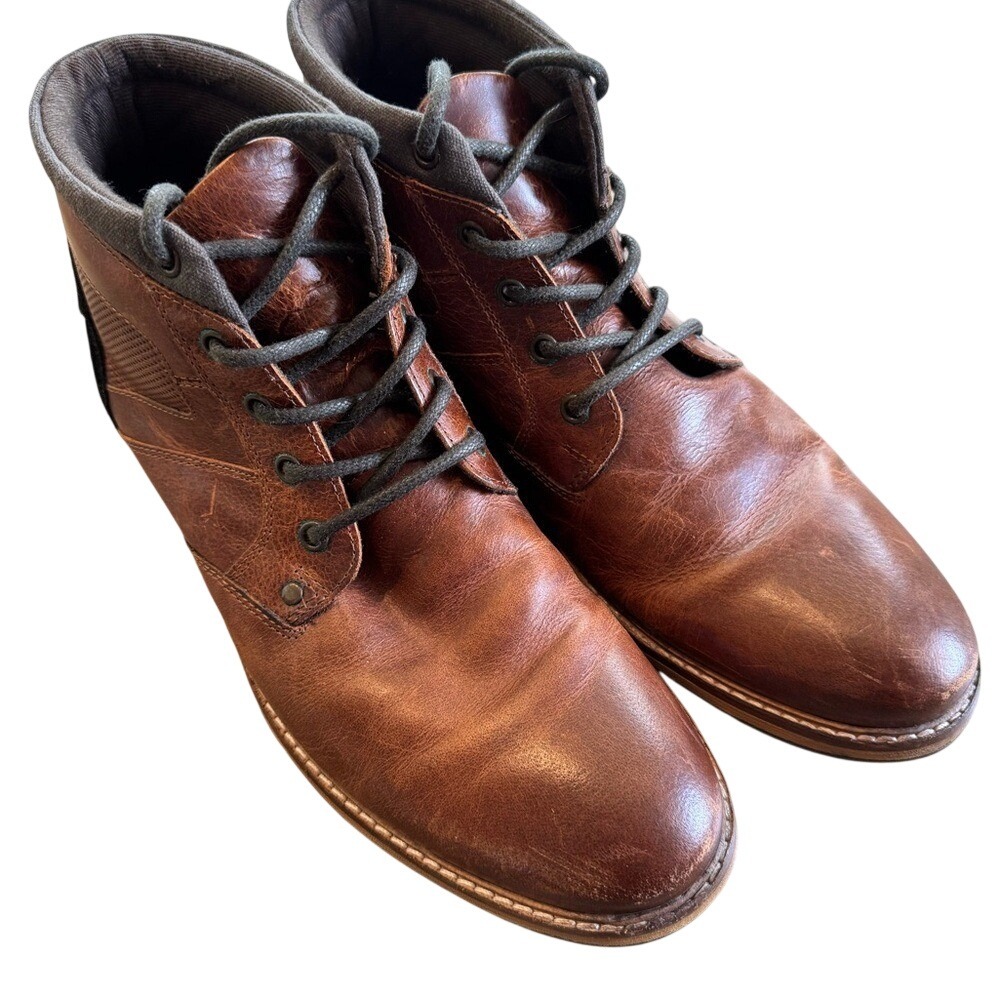 Crevo Ellerton Mens Plain Toe Chestnut Leather Chukka Boots Size 11